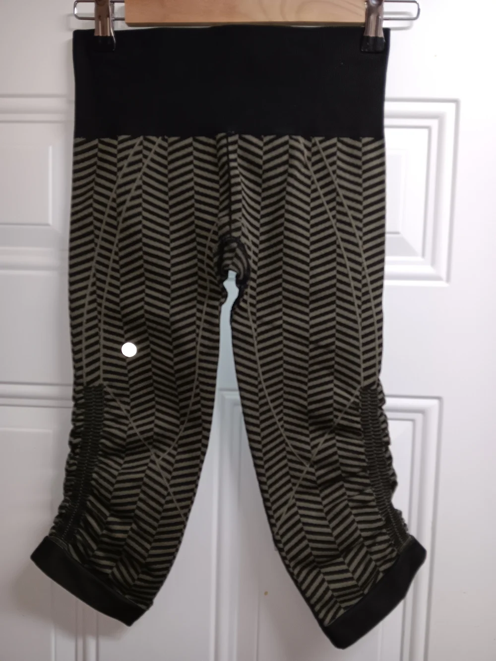 lululemon athletica Black and Olive Chevron Capri Leggings